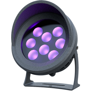 Светодиодный прожектор 18Вт RGB для архитектурной и ландшафтной подсветки. Цвет свечения RGB, управление DMX/RDM. Напряжение питания 24В, класс защиты IP65