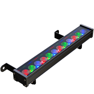 Линейный светодиодный прожектор RGB для архитектурной подсветки. Цвет свечения RGB, управление DMX. Напряжение питания 24В, класс защиты IP67