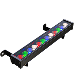 Линейный светодиодный прожектор RGBW для архитектурной подсветки. Цвет свечения RGBW, управление DMX. Напряжение питания 24В, класс защиты IP67