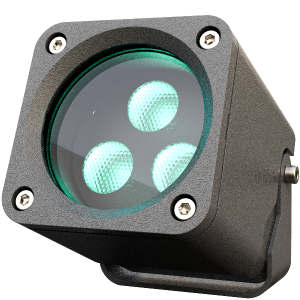 RGB светодиодный прожектор 9Вт для архитектурной и ландшафтной подсветки. Цвет свечения RGB. Управление DMX. Напряжение питания 24В, класс защиты IP65