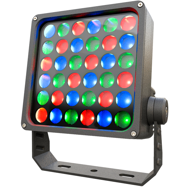 Светодиодный прожектор RGB 50Вт для архитектурной и ландшафтной подсветки. Цвет свечения RGB. Управление DMX/RDM. класс защиты IP67