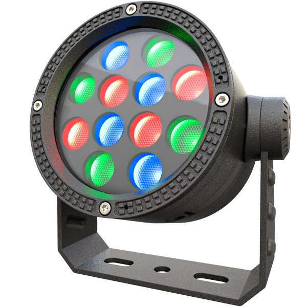 Светодиодный прожектор 25 Вт для архитектурной и ландшафтной подсветки. Цвет свечения RGB, управление DMX/RDM. класс защиты IP67