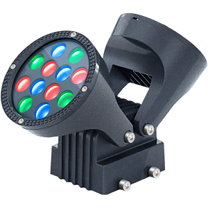 Сдвоенный прожектор 50Вт для архитектурной и ландшафтной подсветки. Акцентный светильник. Цвет свечения: RGB. Напряжение: 24В, класс защиты IP65