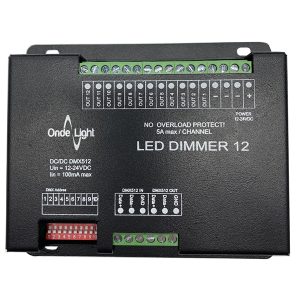 Led Dimmer 12 имеет 12 выходных ШИМ каналов для подключения светодиодной нагрузки - светодиодных лент или модулей с питанием 12 или 24 В. DMX ШИМ DECODER, контроллер, декодер.